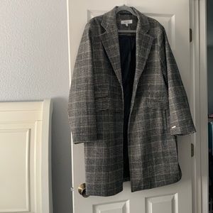 Nine West Black and White Checkered Pea Coat